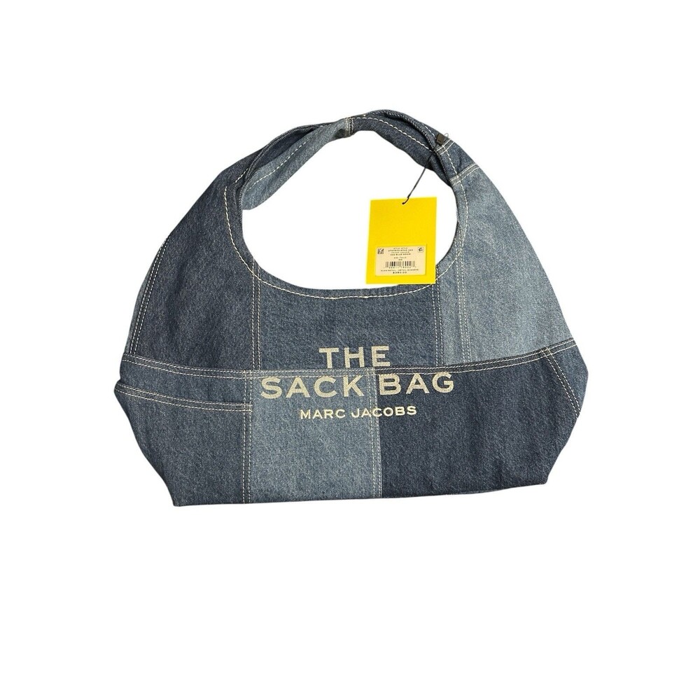 Marc Jacobs The Sack Patchwork Blue Denim Cotton Large Shoulder Hobo AUTH New